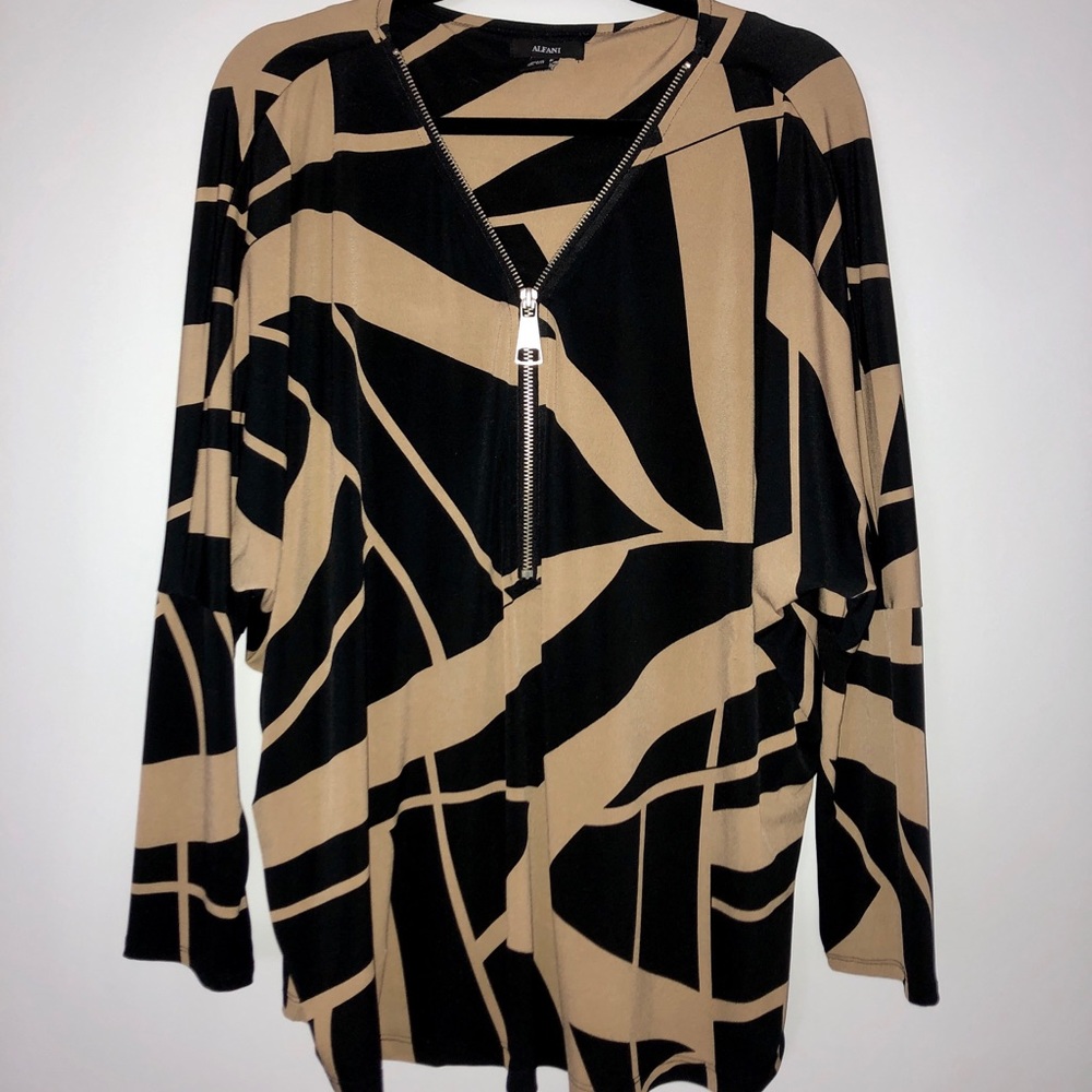 Alfani Printed Front Zipper Tunic